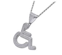 BESTonZON Silver Wheelchair User Pendant Necklace with Zircon Accents Fashion Chain for Unique Hip Hop Street Style Eye-catching Accessory for Men and Women