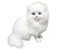 BESTonZON Simulation Furry Cat Doll White Synthetic Figurine Ornament