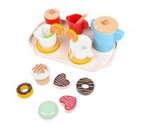 BESTonZON Simulation Wooden Afternoon Tea for Pretend Play Dessert and Cake Party Includes Teapot Teacup Educational Role Play for Boys Safe Wooden Food