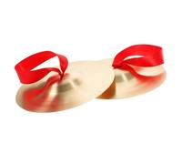 BESTonZON Small Finger Cymbals 15cm Copper Percussion Instruments for Boys and Girls Random Color Strings for Dance and Music Performance