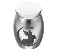 BESTonZON Small Stainless Steel Pet Urn for Ashes Mini Rabbit Cremation Keepsake with Secure Lid Memorial Box for Adult Animal Ashes Storage Silver Finish