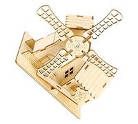 BESTonZON Solar Powered Wooden Windmill Puzzle Kit DIY Stem Science with Energy Conversion Demonstration Creative Assembly and Educational Renewable Energy Experiment