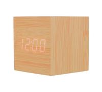 BESTonZON Square Wooden Alarm Clock Electronic Clock with LED Display Adjustable Brightness Temperature Display USB Cable Included Elegant Modern