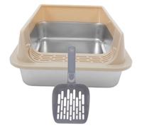 BESTonZON Stainless Steel Cat Litter Box Narrow Litter Box Design Deep Pan for Easy Cleaning Low Entry for Spaces Use as Hamster Rabbit Toilet Bin