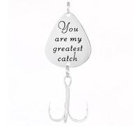 BESTonZON Stainless Steel Fishing Lure with Triple Hooks Creative You Are My Greatest Catch Guitar Pick Bait Weighted Design for Deep Water Fishing Metal Hooks for Various Fish Accessory
