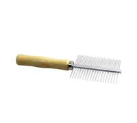 BESTonZON Stainless Steel Pet Grooming Comb for Dogs Cats Detangling Shedding Trimmer for Curly Hair Sturdy Polished Double-row Teeth Comb Stimulates Skin and Hair Follicles Fur Detangling