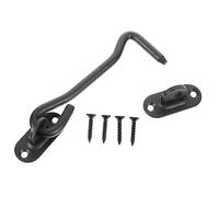 BESTonZON Stainless Steel Window Cabin Hook Latch Lock with Screws, Privacy Door Hook Latch for Doors and Gates, Matte Black 4-inch Oval Base, 2 Pieces