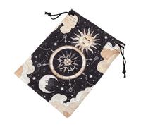 BESTonZON Tarot Storage Bag Deck Cards Carrying Bag Sun Moon Velvet Bag Tarot Deck Holder Tarot Card Bags Deck Protective Case Small Drawstrings Pouch Playing Card Case Flannel Black