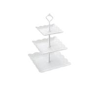 BESTONZON Three Tiers Cake Display Stand and Fruit Plate Party Serving Platter Stand for Birthday Weeding (Square(White))