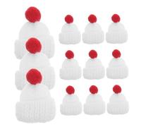 BESTonZON Tiny Santa Hats 12pcs Knitted Craft Hats White for Christmas Trees Decorations and Diy Projects