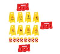 BESTonZON Traffic Road Signs with Yellow Crash Barrels English Warning Signs Red Water Barriers Lightweight Educational Roadblock for Early Traffic Safety Learning