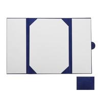 BESTonZON Trifold A4 Diploma Cover Graduation Certificate Holder with Blue Leather Round Button, Award Protector Document Cover for Marriage Certificates and Anniversary Keepsakes