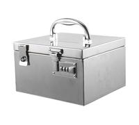 BESTonZON Unbreakable Stainless Steel Piggy Bank for Adults with Combination Lock and Handle Large Capacity Metal Coin Jar for Cash Saving Savings Box for Home and Office Finance Management