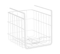 BESTonZON Under Shelf Storage Basket - White Wire Hanging Organiser for Kitchen Cupboard & Pantry, No Drill Clip-On Metal Rack