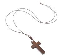 BESTonZON Unisex Wooden Cross Necklace with Adjustable Knot Rope Chain Sturdy Pendant for Religious and Fashion Use