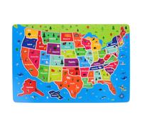 BESTonZON Usa Map Jigsaw Puzzle Educational Toy for Kids Ages 4-8 Geography Learning with United States and World Maps