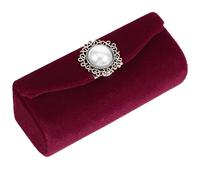 BESTonZON Velvet Small Lipstick Holder with Mirror Vintage Wine Red Lipstick Storage Case for Purse for Travel and Everyday Essentials