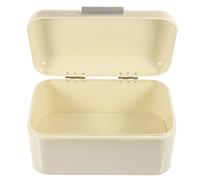 BESTonZON Vintage Iron Bread Box Milk White Countertop Bread Bin Kitchen Storage Organizer for Home Bakery Use