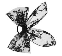 BESTonZON Vintage Lace Bow Hair Tie, Black Embroidered Hair Accessory for Women, Soft Lace Material, Elegant Style for Parties and Beach Days