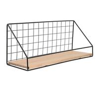 BESTonZON Wall-mounted Storage Rack Storage Basket Black Iron with Solid Wood Bottom Plate Decorative for Bedroom and Living Room