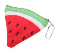 BESTonZON Watermelon Shape Coin Purse Keychain Wallet for Women, Mini Plush Triangular Coin Holder Bag with Zipper, Portable Small Wallet Pouch for Travel and Daily Use