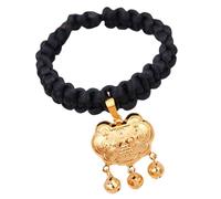 BESTonZON Wear-Resistant Black Pet Collar Gold Lock and Metal Bells, XS Size 15-23cm, Knitted Decorative Cat and Dog Collar for Indoor Kitten and Multi-Function Pet Accessory Random Style