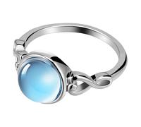 BESTonZON Women's Ring Inspired by H2O Suddenly Mermaid, Minimalist Moonstone Ring Made of Copper with Aquamarine Glass, Fashion Jewellery Gift for Girls, US Size 6 Approx. 1.65 cm