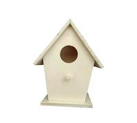 BESTonZON Wood Birds Nest Box Wooden Bird House DIY Outdoor Hanging Breeding Swallows Nest for Garden Wildlife Natural Wood Color Easy Installation
