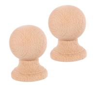 BESTonZON Wood Finials for Bed Posts 2Pcs 12X10Cm Unfinished Khaki Wood Stair Post Caps Structural Purposes for Indoor Staircase