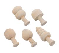 BESTonZON Wood Mushroom Wooden Mushroom and Tree Ornaments 5pcs Beige Wood Can Be Painted Reusable Cute Delicate Design for Garden Decorations and Graffiti