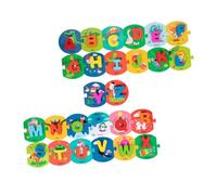 BESTonZON Wooden Alphabet Puzzle for Safe Polished English Letter Matching Cards with Cartoon Patterns Educational Spelling Game to Enhance Concentration and Language Skills