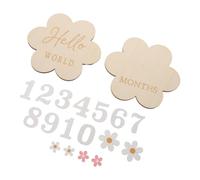 BESTonZON Wooden Calendar Milestone Cards for Newborn Photos Months Growth Tracker Record Monthly Progress Flower Design