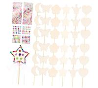BESTonZON Wooden Craft Wands for Unpainted Princess Stick Shapes with Rhinestone Sticker Lightweight DIY Coloring Wands for Fairy Costume and Creative Decor