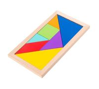 BESTonZON Wooden Educational Puzzle for Beech Wood Seven Piece Jigsaw Early Learning Geometry Plaything with Smooth Edges Enhances Problem Solving Creativity and Color Recognition