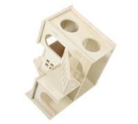 BESTonZON Wooden Hamster Hideout House Chew-resistant Small Pet Shelter for Hamsters Guinea Pigs Rats and Rabbits Safe Natural Wood Play and Exercise Hideaway