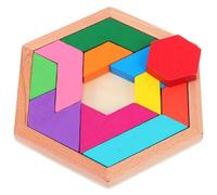 BESTonZON Wooden Hexagon Puzzle Shape Pattern Blocks Brain Teaser Toy for Kids and Adults - Educational Tangram Jigsaw for Early Learning and Development