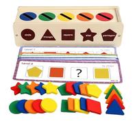 BESTonZON Wooden Montessori Shape Sorting Drop Box for Preschool Learning Fine Motor Skills Educational for Hand-eye Coordination and Logical Thinking Development