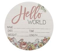 BESTonZON Wooden Newborn Welcome Sign Birth Announcement Plaque for Hospital Baby Shower Photo Prop 100% Natural Wood Newborn Announcement