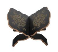 BESTonZON Wooden Prayer Book Stand Black - Vintage Tabletop Bible Holder with Painted Design, Portable Reading Shelf Rack for Textbooks and Praying Display