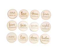 BESTonZON Wooden Round Discs 24 Pcs Newborn Cards Announcement Girl Sign Milestone Blocks Photoshoot Props Pictures Prop Shower Intervertebral Disc Round Wooden