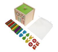 BESTonZON Wooden Shape and Color Sorting for Montessori Educational Puzzle Game with Animal Patterns Round and Popsicle Sticks Brain Stimulating Early Learning