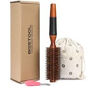 BESTOOL Round Brush for Blow Drying, Boar Bristle Round Hair Brush with Wooden Barrel, Large Round Styling Brush for Women & Men, Straightening, Curling, Adding Shine or Volume (2 inch)