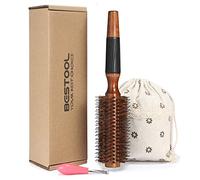 BESTOOL Round Brush for Blow Drying, Boar Bristle Round Hair Brush with Wooden Barrel, Large Styling Brush for Women & Men, Straightening, Curling, Adding Shine or Volume (2.2 Inch)