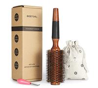 BESTOOL Round Brush for Blow Drying, Boar Bristle Round Hair Brush with Wooden Barrel, Large Styling Brush for Women & Men, Straightening, Curling, Adding Shine or Volume (2.5 Inch)