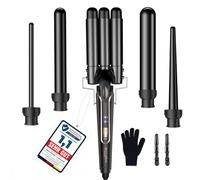 BESTOPE PRO 5 in 1 Beach Waver Hair Curler, 9-32mm Curling Iron Wand with 2 Temperature Settings, Mermaid Hair Styling Tool with Heat Resistant Glove & Clips for Long Medium Short Hair