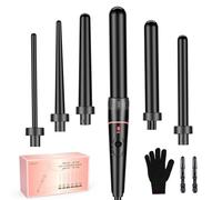 BESTOPE PRO Hair Curler 6-in-1 Curling Wand Set, Curling Iron with 2 Temperature Control, Curling Tongs with Heat-Resistant Glove and 2 Hair Clips