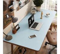 BESTORI 1 Pc Waterproof Computer Mat - PU Leather Office Desk Mat - Large Gaming Mouse Pad for Laptop Desk Office and Study Room, Black, Blue, 15.7"x31.5"