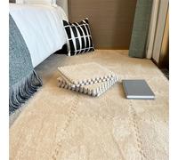 BESTORI 16 PCS Thickened Plush Interlocking Play Mat Soft Puzzle Thick Foam Floor Mat Fluffy Square Tile with Edgings for Playroom Khaki