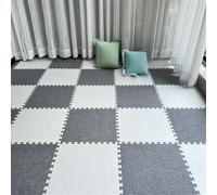 BESTORI 16Pcs Interlocking Carpet Tiles Thick Foam Floor Mats Squares Thick Anti Slip Puzzle Play Mat for Bedroom Playroom Decor Gray/White
