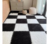 BESTORI 16pcs Plush Puzzle Foam Floor Mat 30 x 30 cm Soft Squares thick Play Mat and Interlocking Floor Tiles for Kids Toddler Black/White